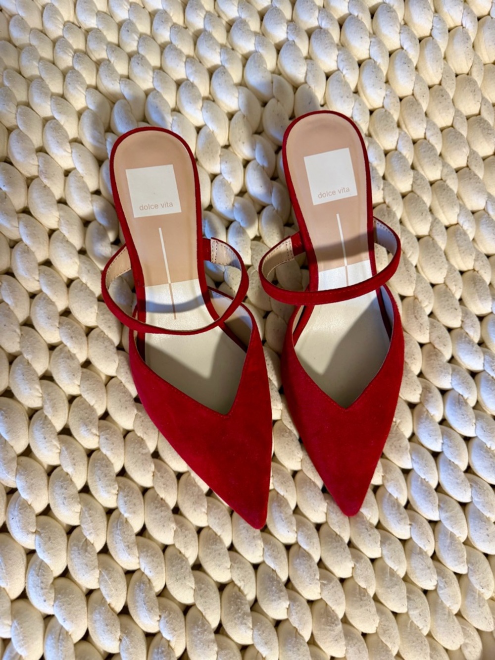 Dolce Vita Red Pointed-Toe Double-Strap Mules